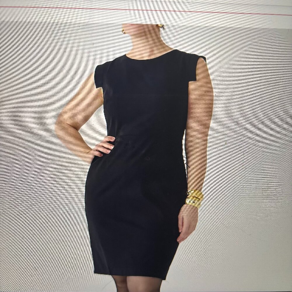 J.Crew | Resume Dress | Sleek | Black Cap-Sleeved Italian Wool Sheath | Size 22